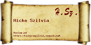 Hicke Szilvia névjegykártya